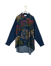 One Hundred Stars Parsley Seed Oversized Shirt, Blue (NAVY), large