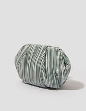 Pen Plisse Satin Clutch Bag, Green (SAGE), large