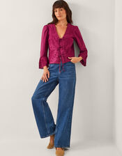 Saoirse Broderie Tie Blouse, Red (BURGUNDY), large