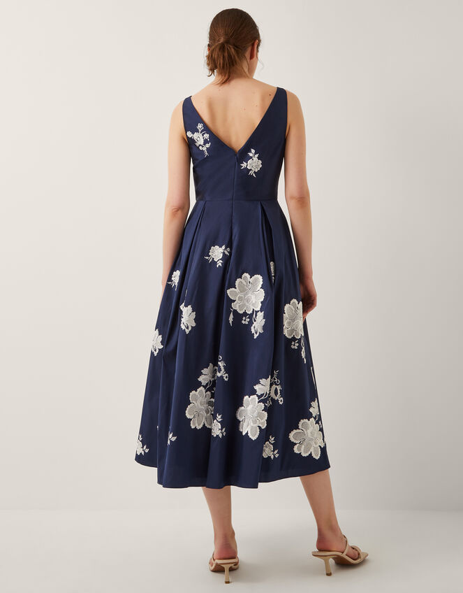 Sicily Embroidered Fit & Flare Midi Dress, Blue (NAVY), large