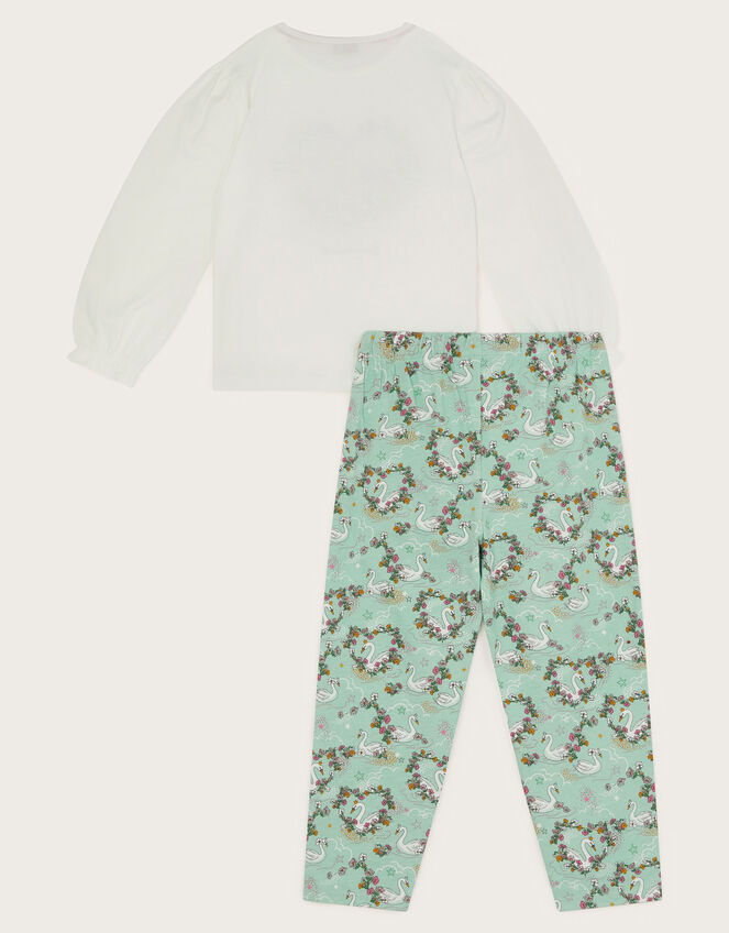 Jersey Swan Long Pyjamas Set, Green (GREEN), large
