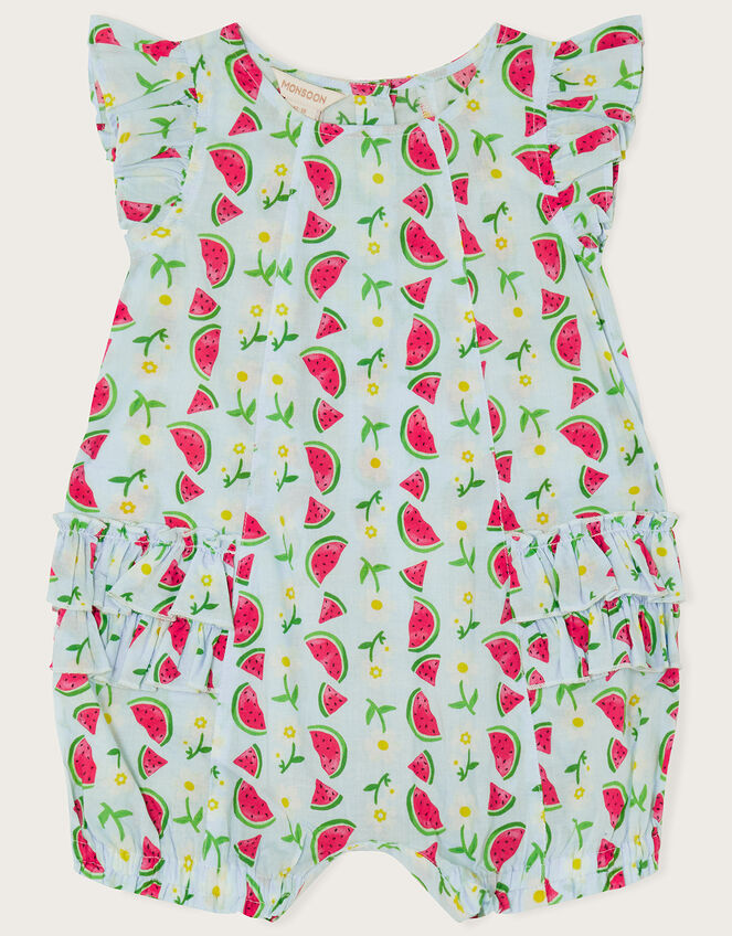 Baby Watermelon Print Romper, Blue (BLUE), large