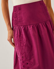 Saoirse Broderie Midi Skirt, Red (BURGUNDY), large