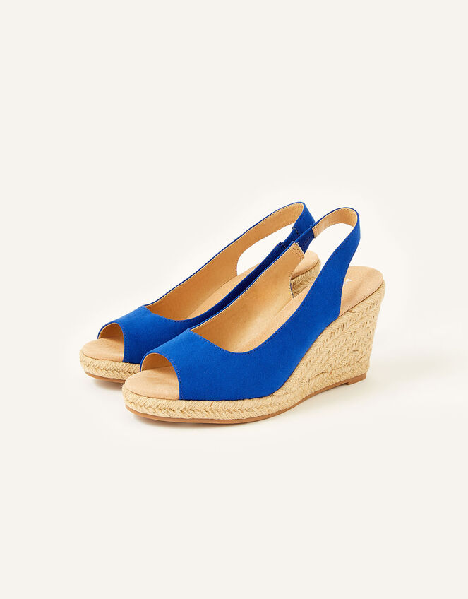 Sandy Peep Toe Espadrille Wedges, Blue (COBALT), large