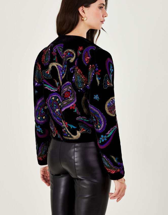 Philipne Velvet Embroidered Jacket , Black (BLACK), large