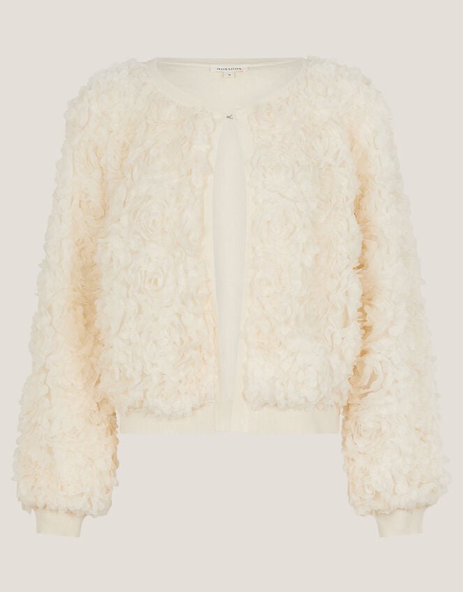 Fi Floral Knit Cardigan, Ivory (IVORY), large