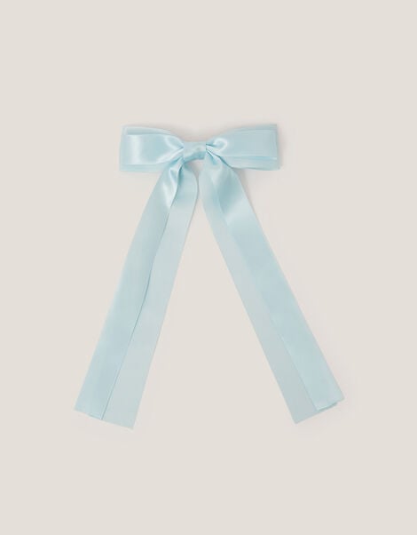Ribbon Long Bow Hair Clip, Blue (PALE BLUE), large