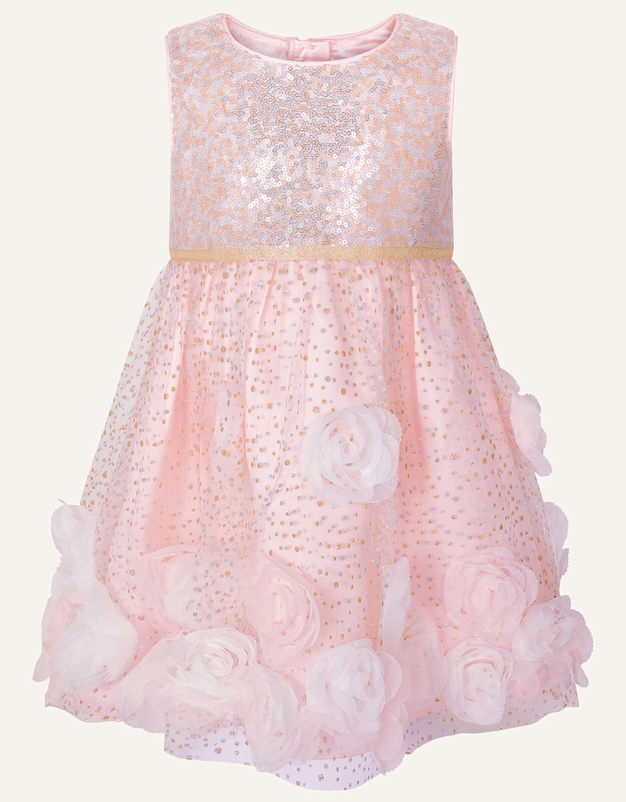 Baby 3D Flower Sequin Dress Pink Baby Girl Dresses Monsoon ROI