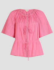 Marlee Short Sleeve Tie-Front Top, Pink (PINK), large