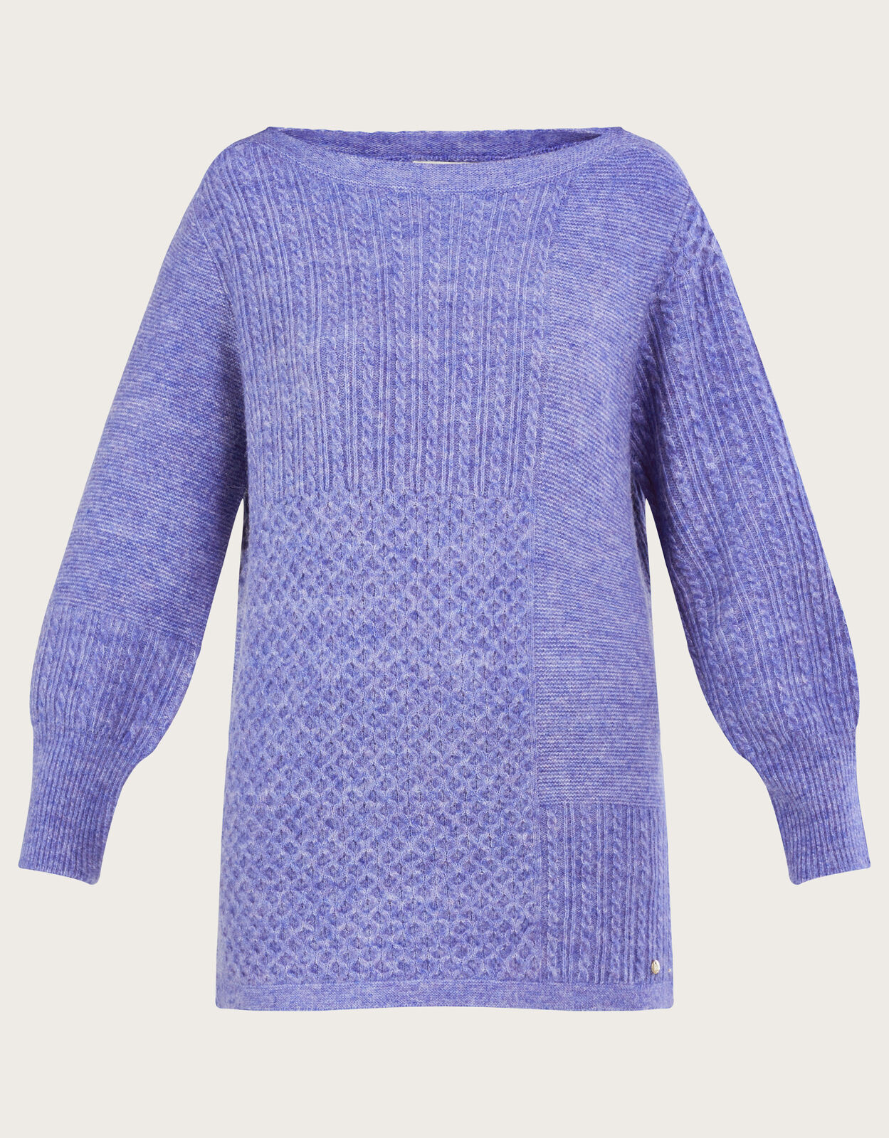 Supersoft Patch Stitch Tunic Jumper with Recycled Polyester Blue