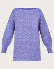 Supersoft Patch Stitch Tunic Jumper with Recycled Polyester, Blue (BLUE), large