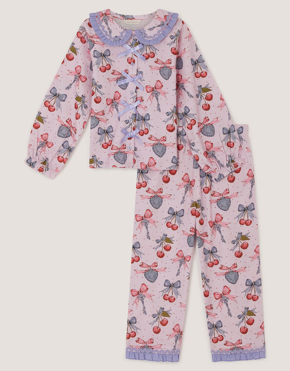 Cherry Bow Long Pyjama Set, Ivory (IVORY), large