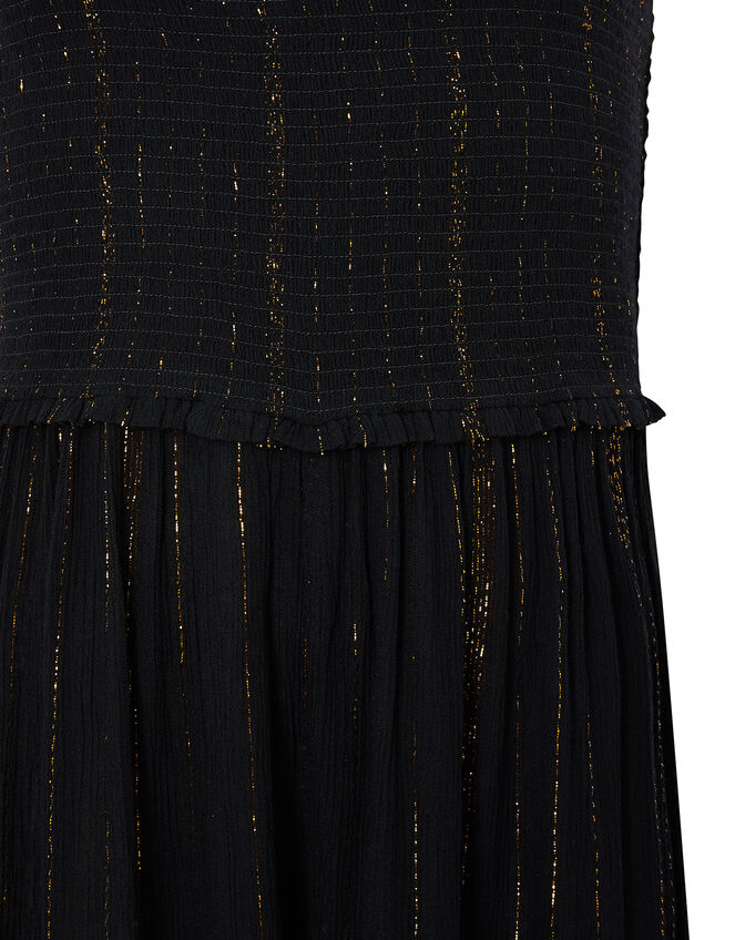 Shirred Sparkle Jumpsuit, Black (BLACK), large