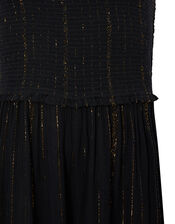 Shirred Sparkle Jumpsuit, Black (BLACK), large