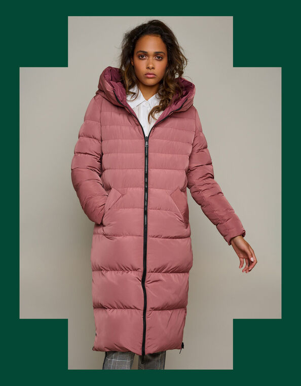Rino and Pelle Reversible Longline Padded Coat, DARK PINK, large