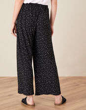 Poppy Spot Print Plisse Trousers, Black (BLACK), large