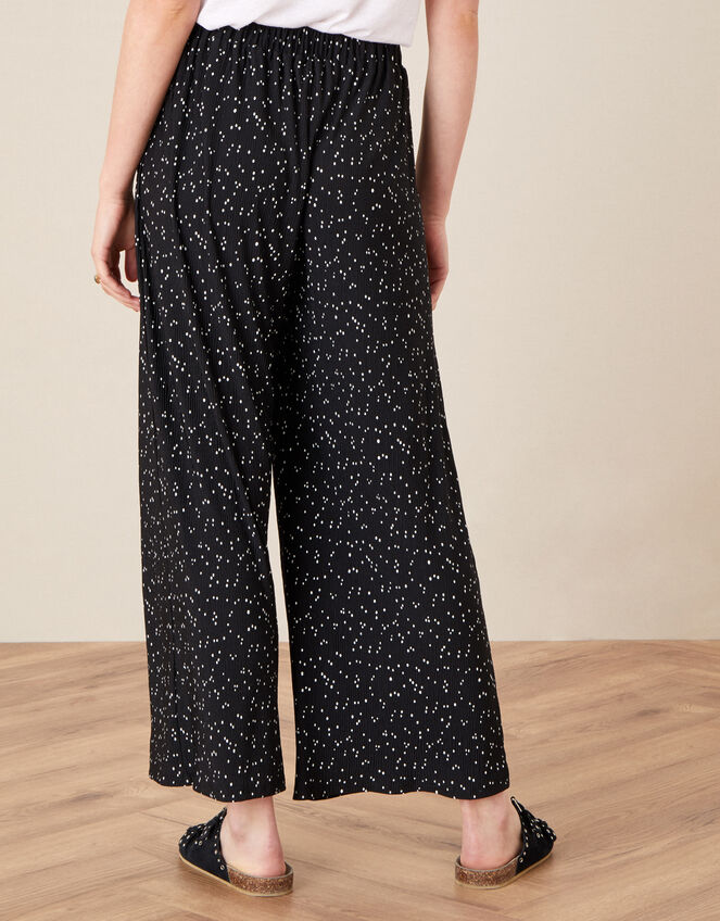 Poppy Spot Print Plisse Trousers, Black (BLACK), large