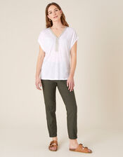 Embroidered Slub Jersey T-Shirt , Ivory (IVORY), large