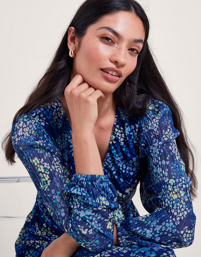 Micola Print Mesh Dress, Blue (BLUE), large