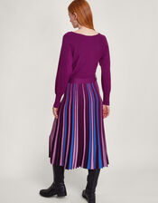 Slash Neck Pleated Skirt Dress with LENZING™ ECOVERO™, Purple (PURPLE), large