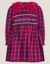 Baby Tartan Smock Dress, Red (RED), large