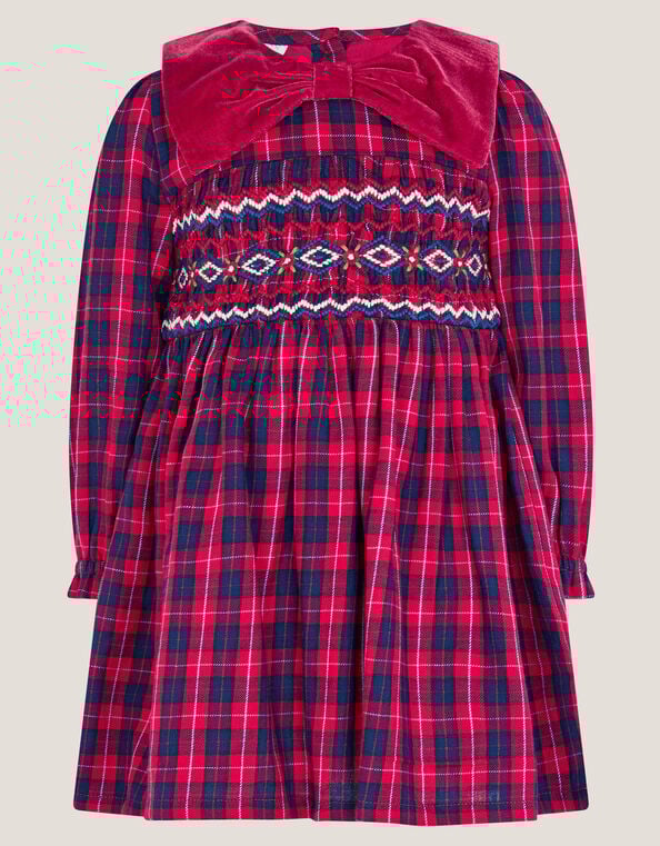 Baby Tartan Smock Dress, Red (RED), large