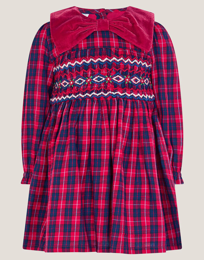 Baby Tartan Smock Dress, Red (RED), large