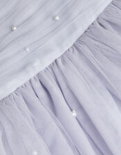 Olivia Pearl Ruched Tulle Dress, Blue (BLUE), large