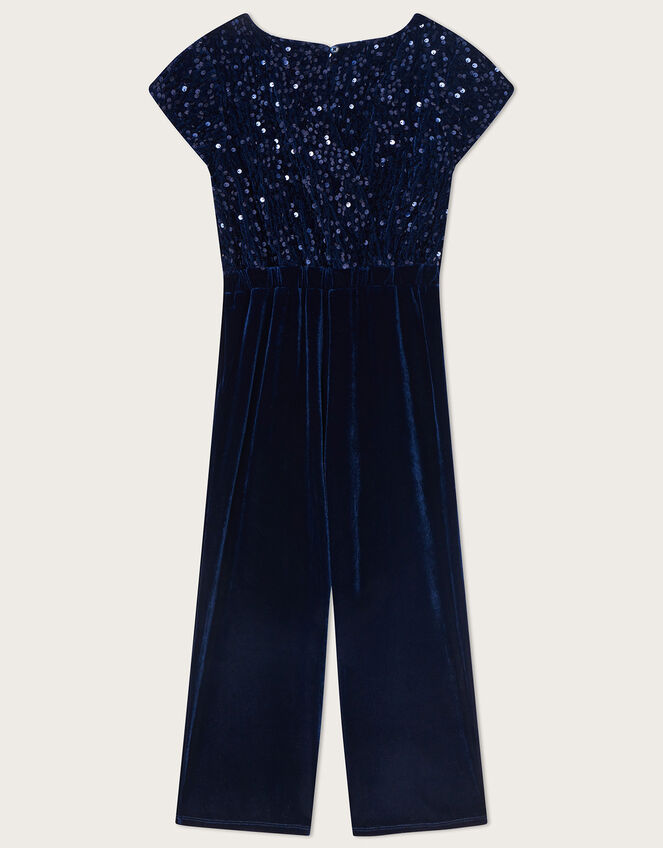 Velvet Sequin Jumpsuit, Blue (NAVY), large