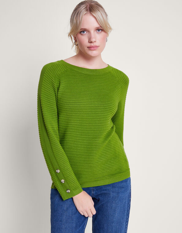 Ola Ottoman Rib Sweater, Green (GREEN), large