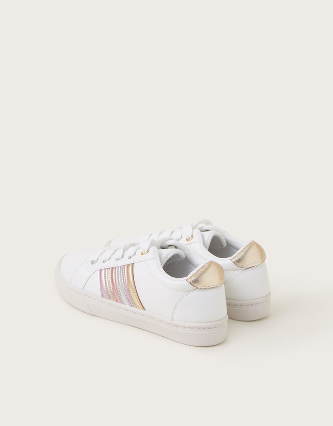 Metallic Stripe Trainers, Ivory (IVORY), large