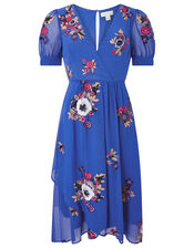 Lucia Floral Sequin Tea Dress, Blue (BLUE), large