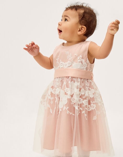 Baby Felicity Embroidered Floral Dress, Pink (PALE PINK), large