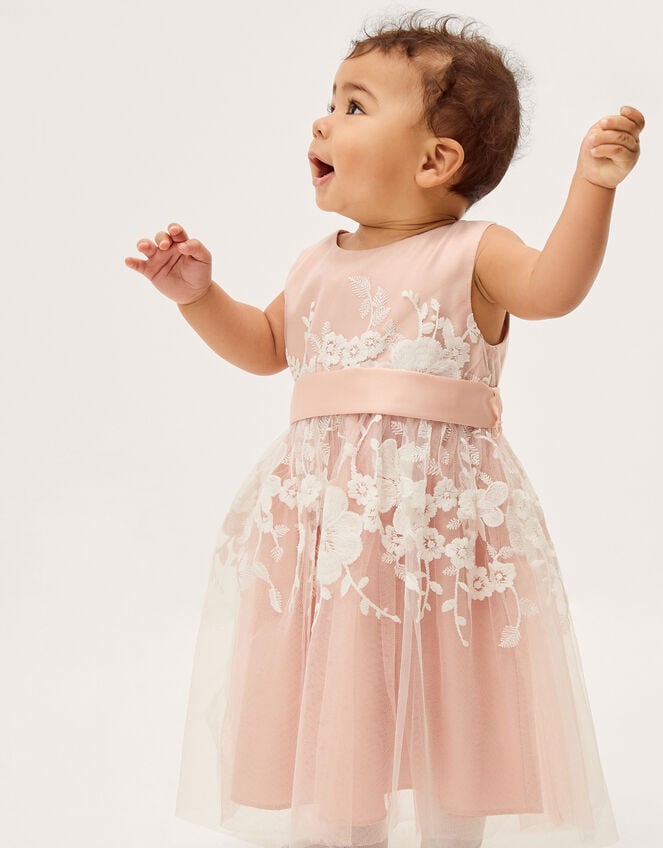 Baby Felicity Embroidered Floral Dress, Pink (PALE PINK), large