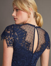 Diana Lace Shorter Length Maxi Dress, Blue (NAVY), large