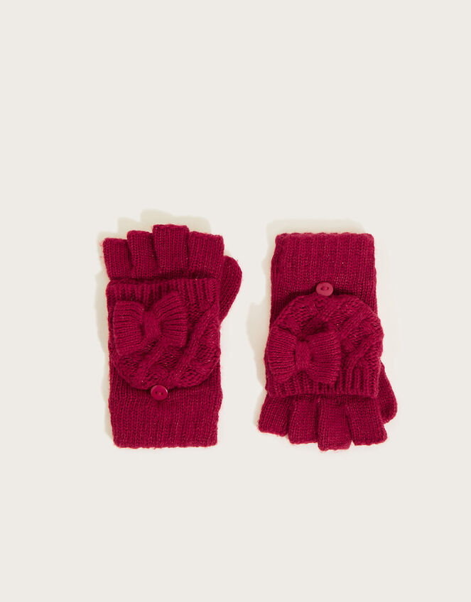 Sparkle Bow Gloves with Recycled Polyester, Red (RED), large