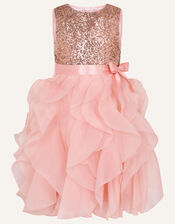 Cancan Sequin Ruffle Dress , Pink (PINK), large