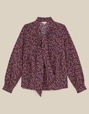 East Ellis Floral Pintuck Blouse, Red (BURGUNDY), large