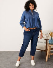 Denim Embroidered Shirt, Blue (DENIM BLUE), large