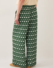 Maren Geometric Print Wide Leg Trousers, Green (GREEN), large