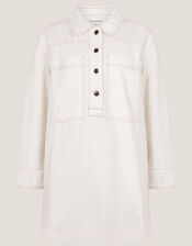 Nara Denim Tunic Shirt Dress, Natural (ECRU), large