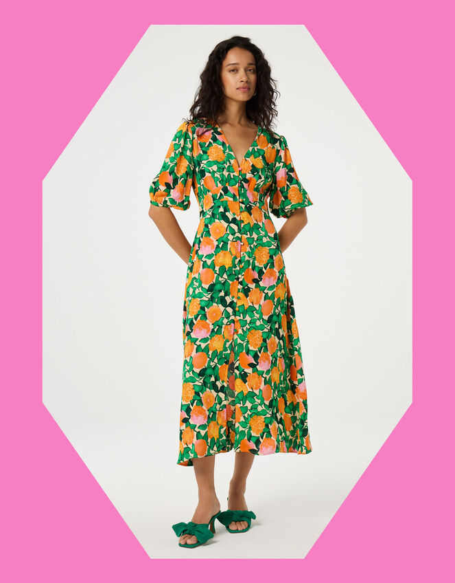 Fabienne Chapot Ana Fruity Floral Midi Dress, Green (GREEN), large
