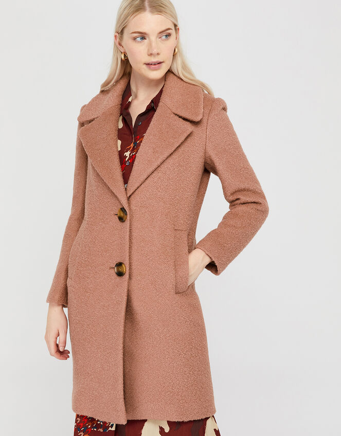 Billie Boucle Coat in Wool Blend, Pink (SOFT PINK), large