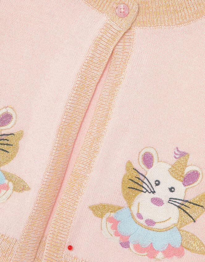 Baby Mice Applique Cardigan, Pink (PINK), large