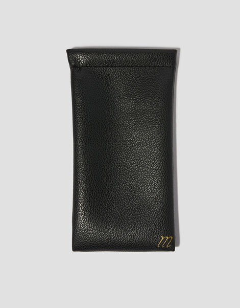 Faux Leather Sunglasses Pouch, Black (BLACK), large