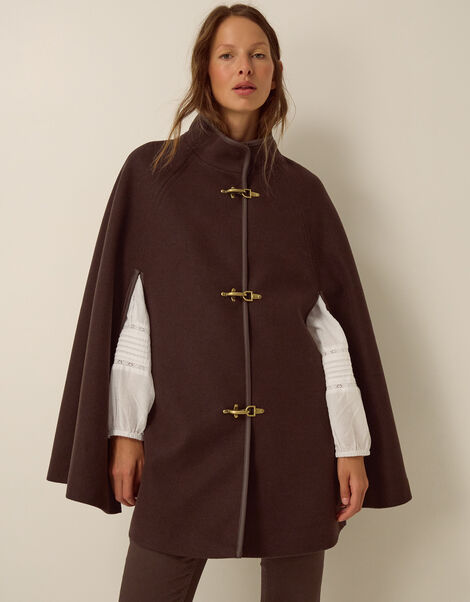 Leia Cape Coat, Brown (CHOCOLATE), large