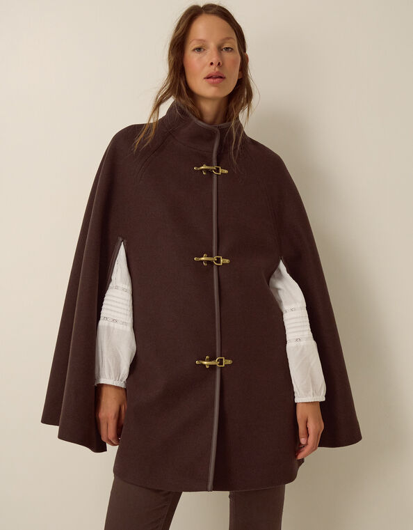Leia Cape Coat, Brown (CHOCOLATE), large