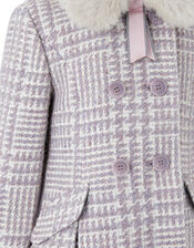 Dogtooth Tweed Coat, Purple (LILAC), large