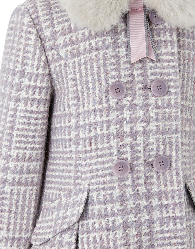 Dogtooth Tweed Coat, Purple (LILAC), large