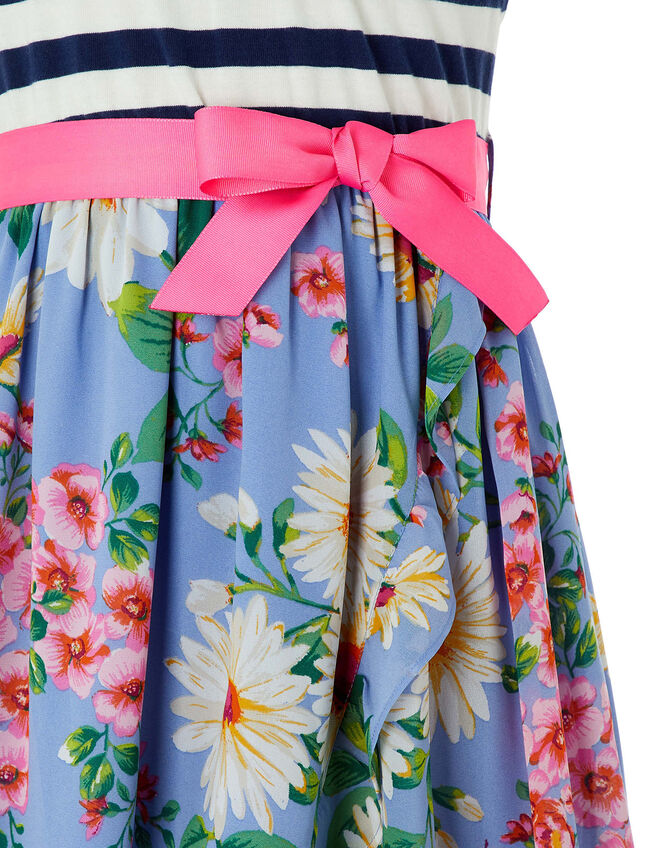 Dulcie 2-in-1 Stripe and Floral Dress, Blue (BLUE), large